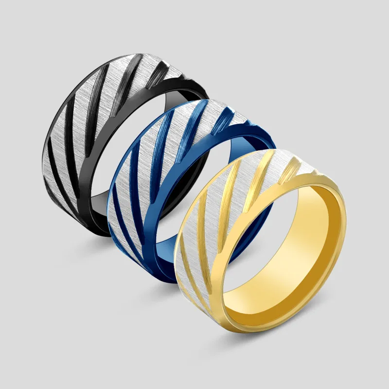 Men Rings Stainless Steel Oblique Line Finger Rings Anniversary Couple Jewelry finger rings fashion rings fashion ring couple rings stainless steel rings metal rings