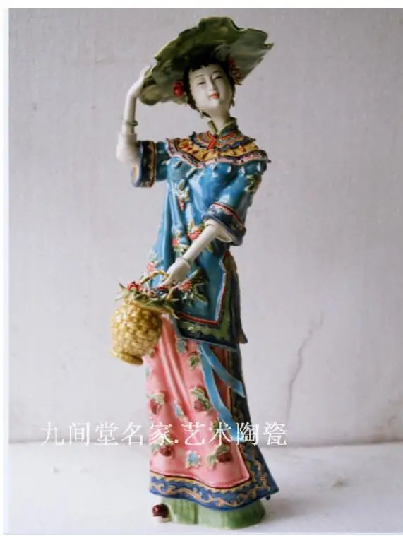 

Shiwan ceramic doll Honglou Dream Chinese style decoration of classical figures and ladies Sculpture Beauty Women statue