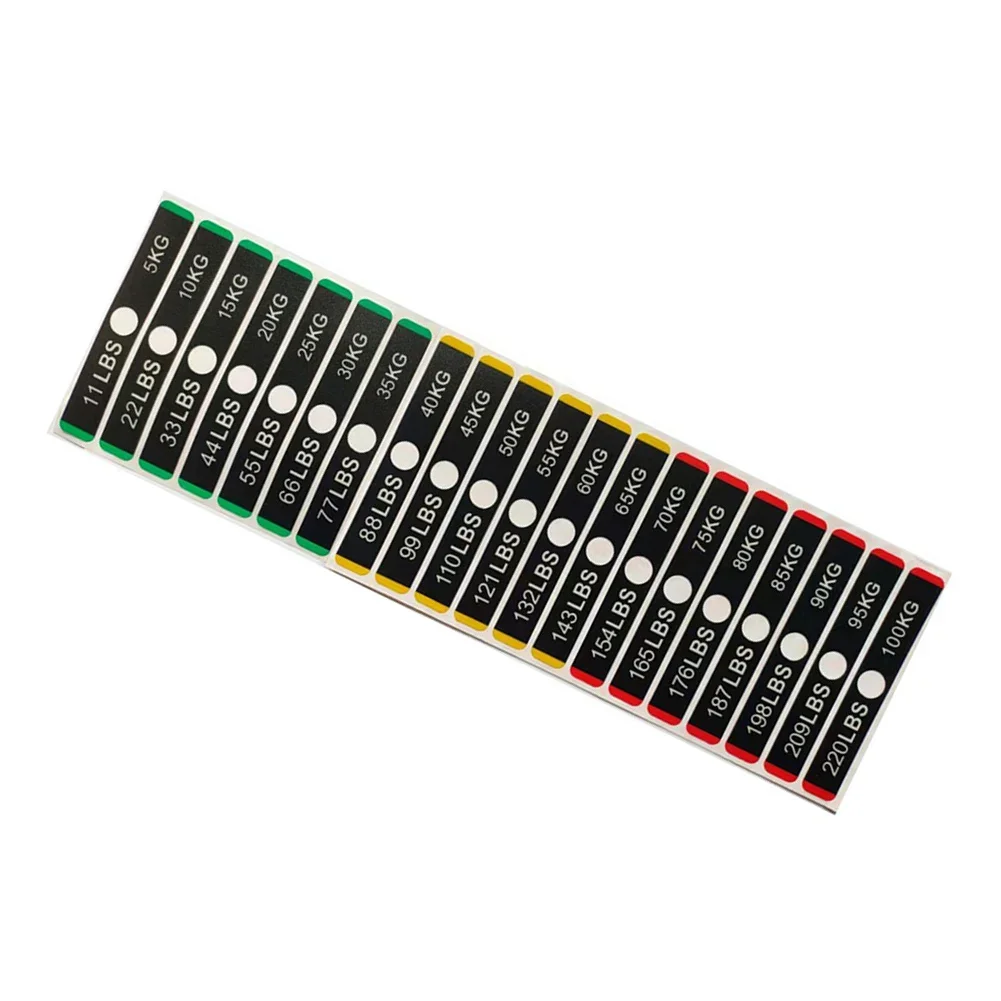 Weight Stickers Fitness Equipment Number Stack Labels 119x18mm 5kg To 100kg Gym Weight Equipment Label Numbers Sticker