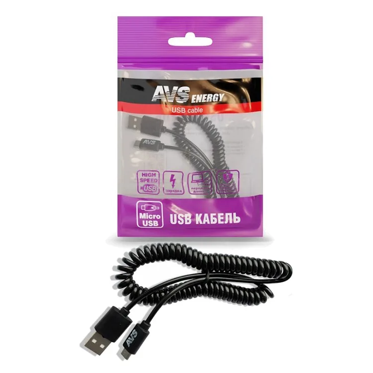 Charging cable micro USB Avs mr-32 2 M twisted black charging Samsung Xiaomi |
