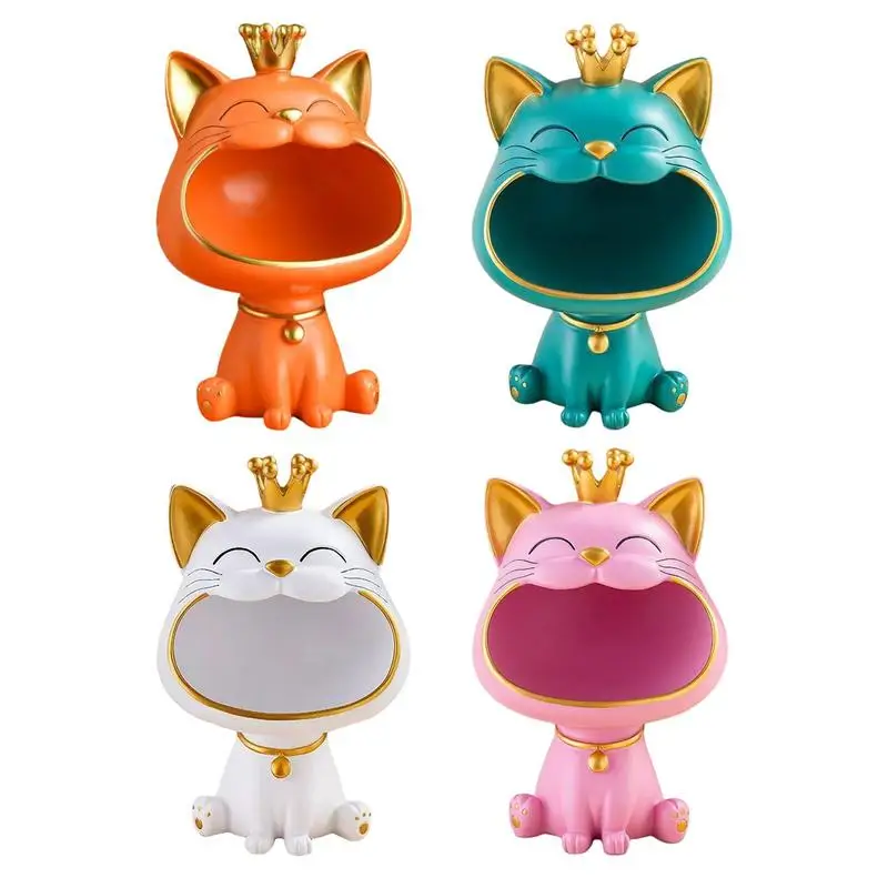 

Cat Figures Storage Box Laughing Cat Key Storage Box Small Items Container & Organiser Cute Cat Sculpture Statue For Home Decor