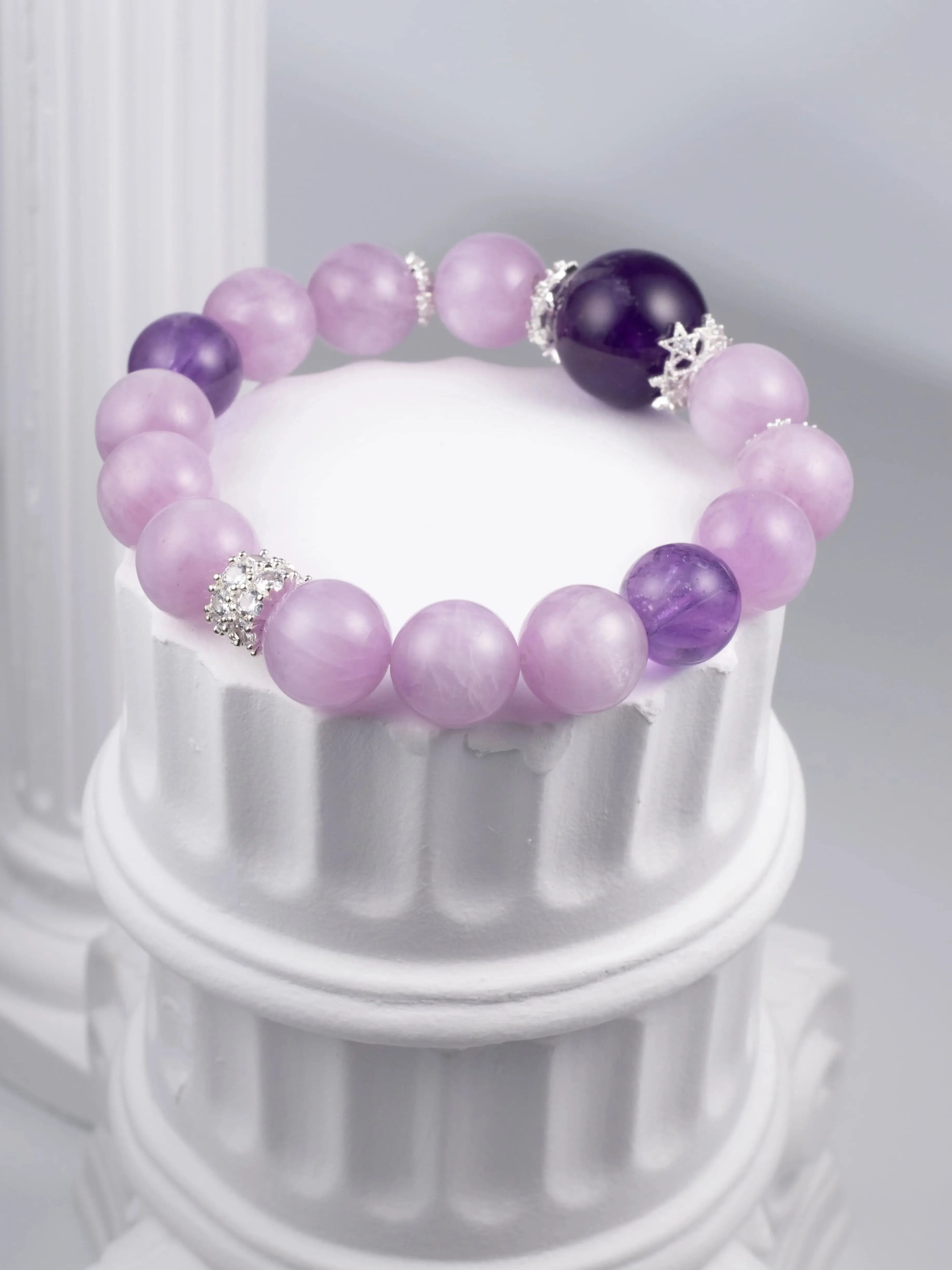 Kunzite natural bracelet crystal bangle jewelry attract money health good luck fashion gifts for women bracelets "Lavender Mist"
