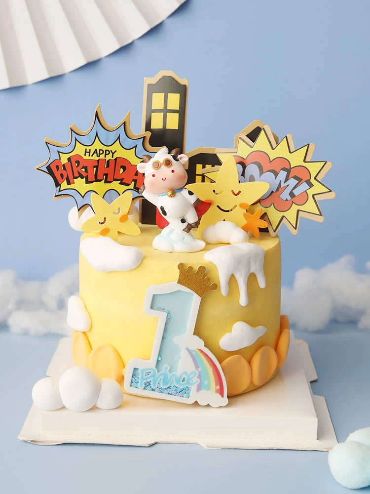 Décoration de gâteau joyeux anniversaire en forme de vache, pour garçon et  fille de 1, 2 et 3 ans, style Moo Chi, fournitures de décoration de fête,  25 pièces - AliExpress