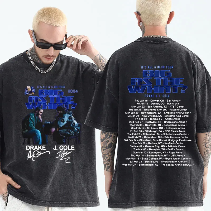 

Rapper Drake and J Cole Tour Hip Hop T Shirt Men Women Fashion Vintage Wash T-shirts Summer Cotton T Shirts Oversized Tees Tops