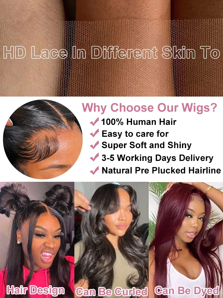 Human hair wig 30 Inch Bone Straight Lace Front Wigs Human Hair Transparent 13x4 HD Lace Wig 13x6 Human Hair 180 Density Black Wigs For Women