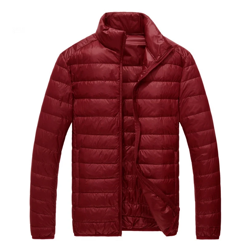 Autumn Mens Down Jacket Male Coat High-end Brand White Duck Down Light Thin Fashion Solid Color Slim Casual Stand Collar down jacket mens jacket