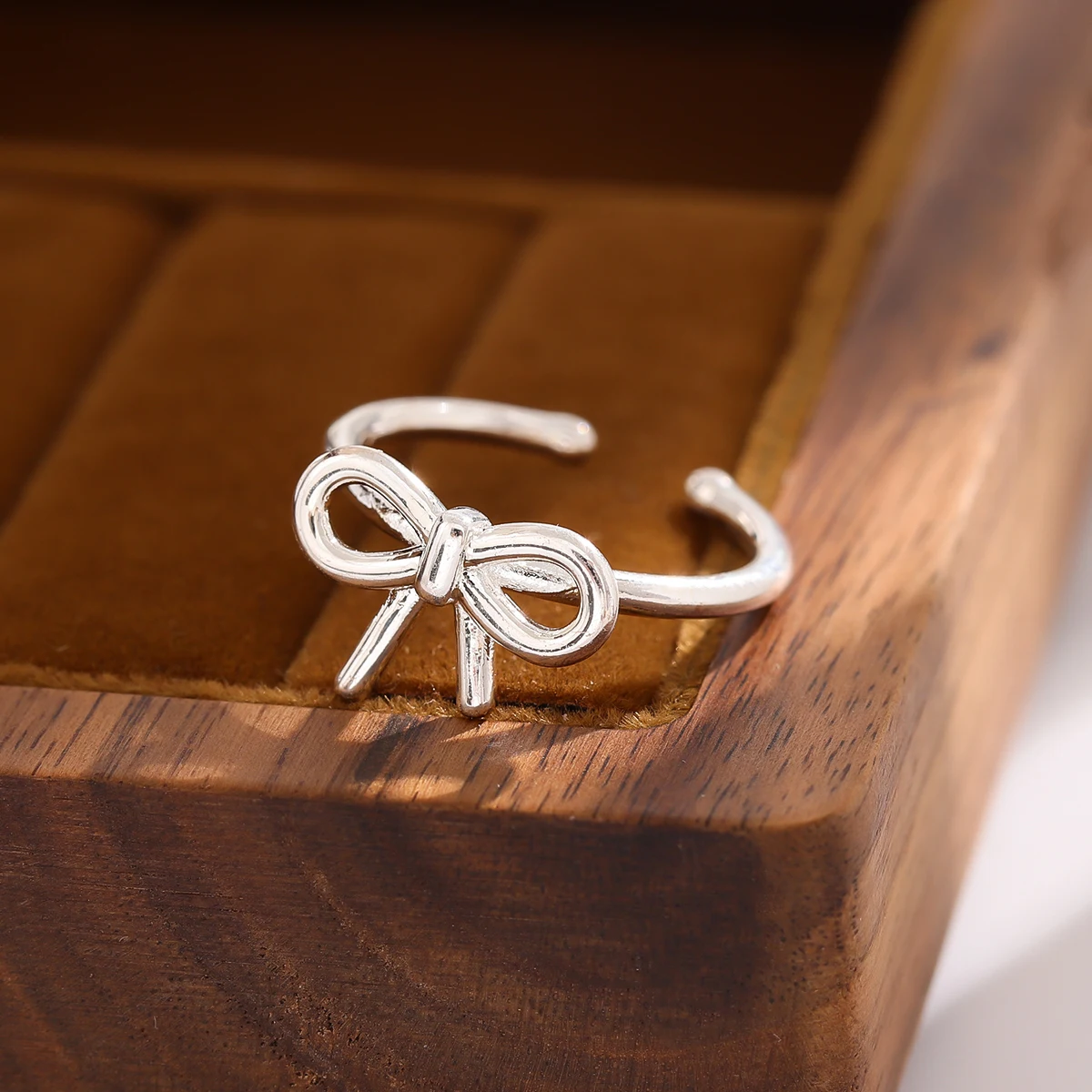 Silver Ring 925 Sterling Silver Bow Female Opening R205