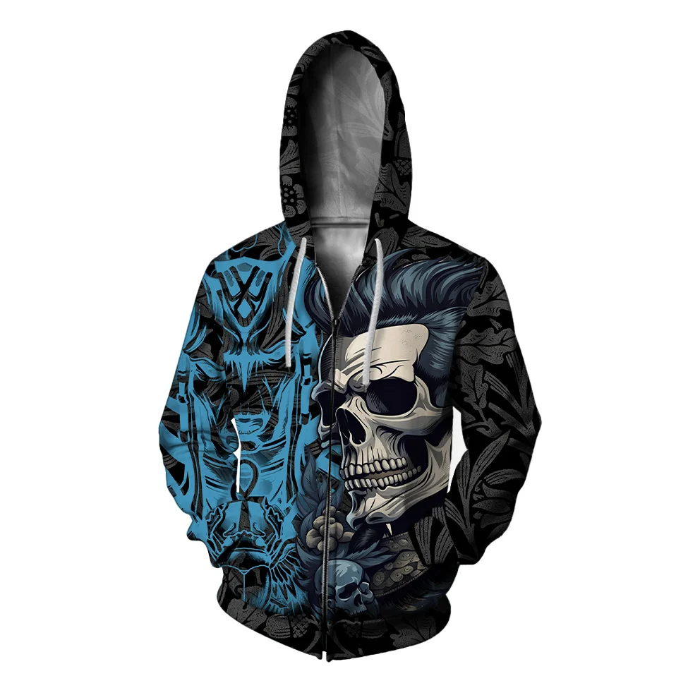 thumbnail image 1 of Ropa de otoño para hombre Sudadera con capucha para hombre Sudadera con capucha para hombre Sudadera con capucha con estampado de serie Skull Sudadera con capucha y cremallera Sudadera con capucha hol, 1 of 5