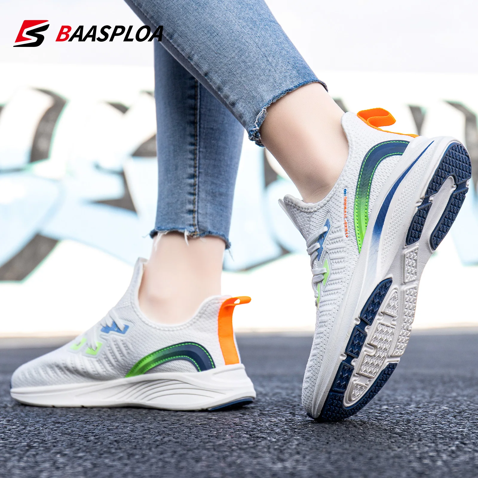 Baasploa Women Sneakers Casual Breathable Sports Shoes Comfortable Female Running Shoes Anti-slip Shock-absorbing Women's Shoes