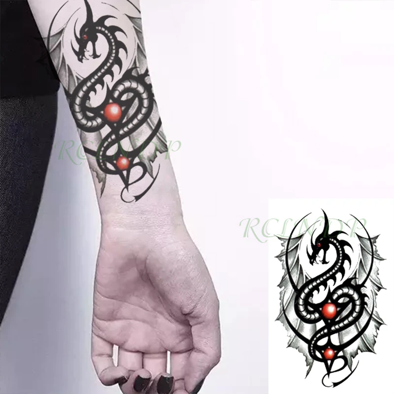 Tatuaje temporal a prueba de agua para hombres y mujeres, pegatina de alas  Roraing Dragon Red Ball, tatuaje falso de moda, tatuaje Flash, brazo, pierna,  arte corporal| | - AliExpress