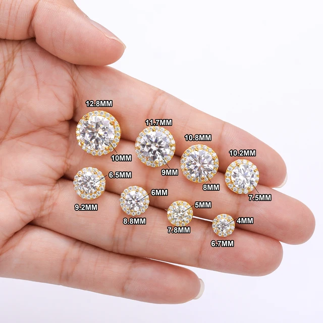 925 Sterling Silver 0.1-4 Carat Moissanite Round Earrings Engagement Wedding Daily Party Travel Jewelry Christmas Gift For Women 6