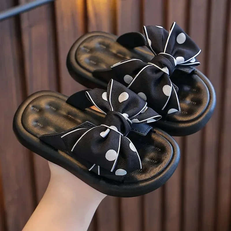 Children's Slippers Girls Princess Non-slip Soft Sole Slippers Toddler Shoes Cute Bow Tie Slippers Flip Flops Outdoor Beach