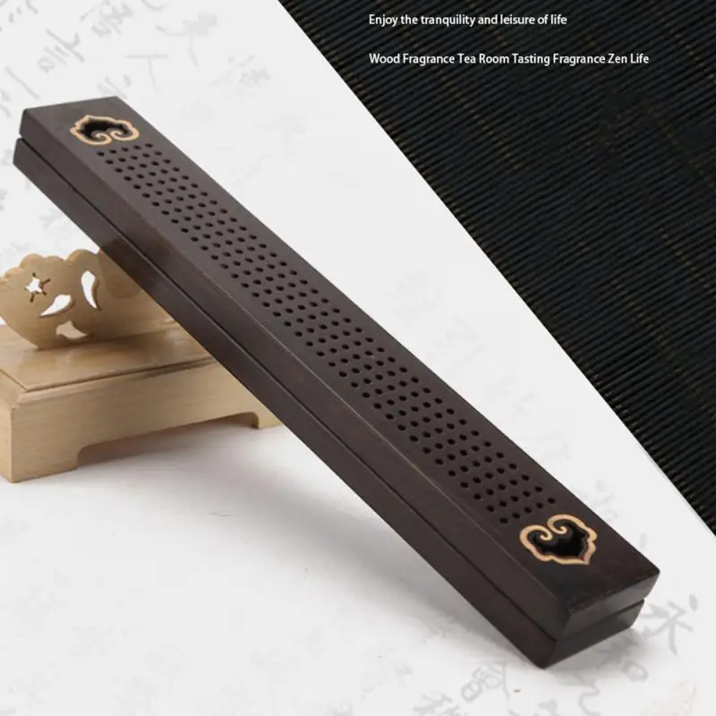 

Joss Stick Box Sutra Recumbent Incense Burner Line Incense Censer Vintage Sandalwood Scripture Ebony Wood Bedroom Gadget