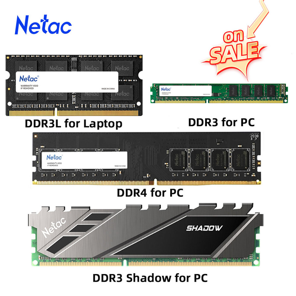 Netac DDR4 DDR3 DDR3L 4GB 8GB Desktop Memory Ram 1.35V PC4 1600Mhz 2666Mhz 1.2V Non-ECC DIMM Memories Ram for Notebook PC