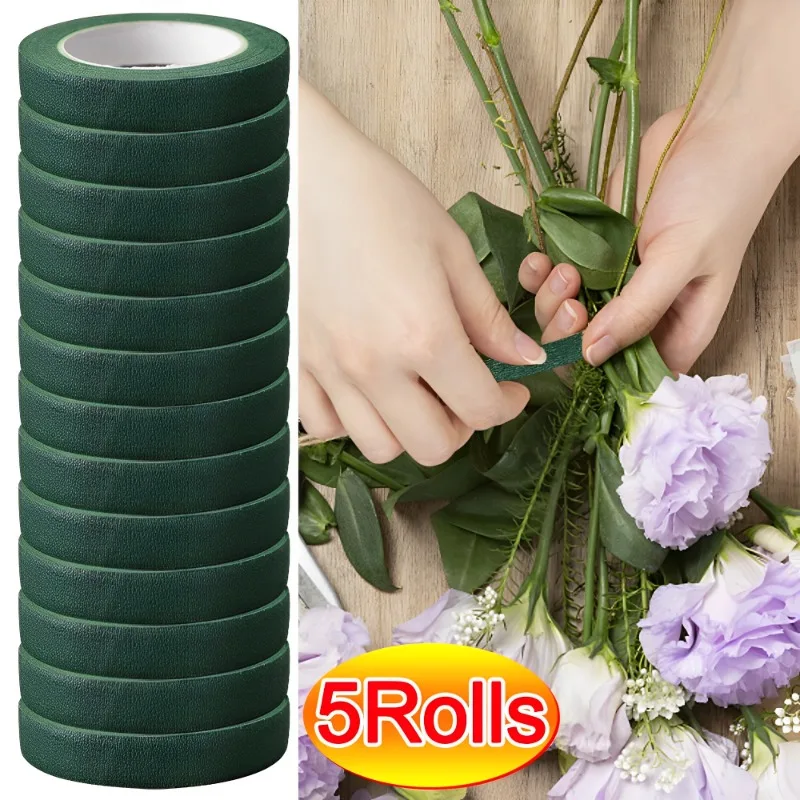 51RollsSelfadhesiveBouquetFloralStemTapeArtificialFlowerStamenWrappingFloristGreen