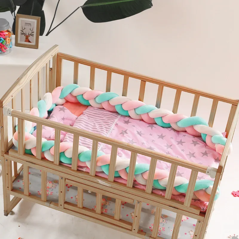 1M/1.5M/2M/3M Baby Bed Bumper Braid Knot Long Handmade Knotted Weaving  Plush Baby Crib Protector Infant Knot Pillow Room Decor