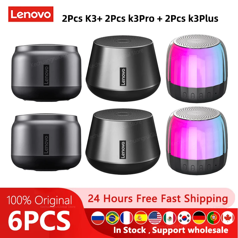 2/4/6Pcs Lenovo K3 K3Pro Mini Altoparlante Portatile K3 Plus Rgb Light Wireless Bluetooth Hifi Bass Altoparlanti Lettore Subwoofer Esterno