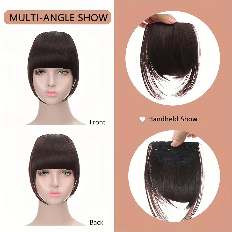 Synthetic Clip In Hair Bangs For Women