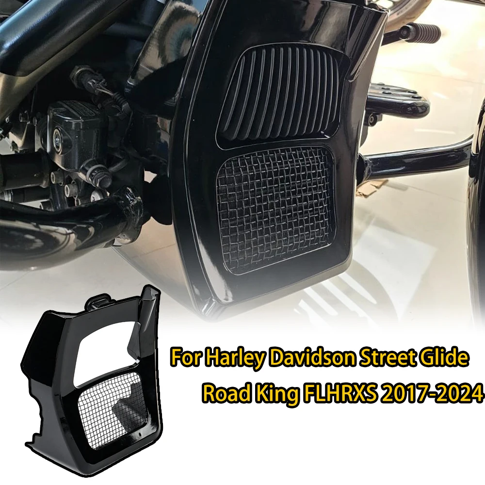 For Harley Road King Electra Street Glide FLHR FLTRX 17-Glossy Black Motorcycle Fairing Front Spoilers Radiator Chin Cover