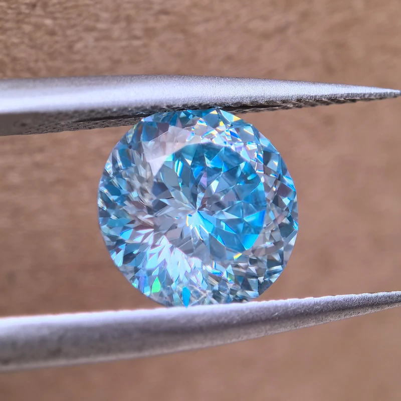 Moissanite 100 Faces Cut Round Shape Aquamarine Color VVS1 Charms Beads for DIY Jewelry Making Materials with GRA Certificate moissanite jewelry materials loose beads for jewelry making