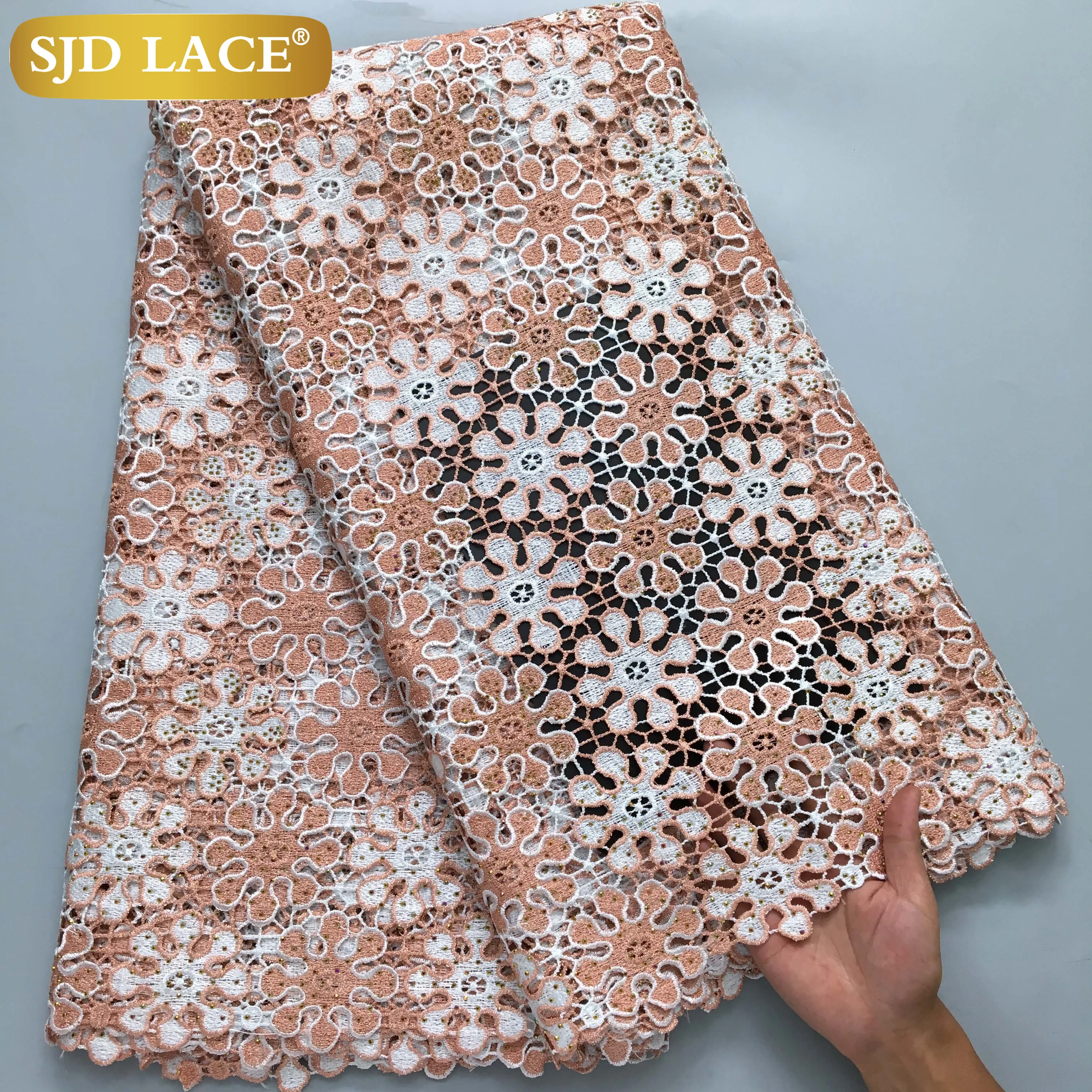 African Lace Fabric Guipure Cord Lace Wedding Dresses Nigerian Water Soluble Stones Sewing lace fabric