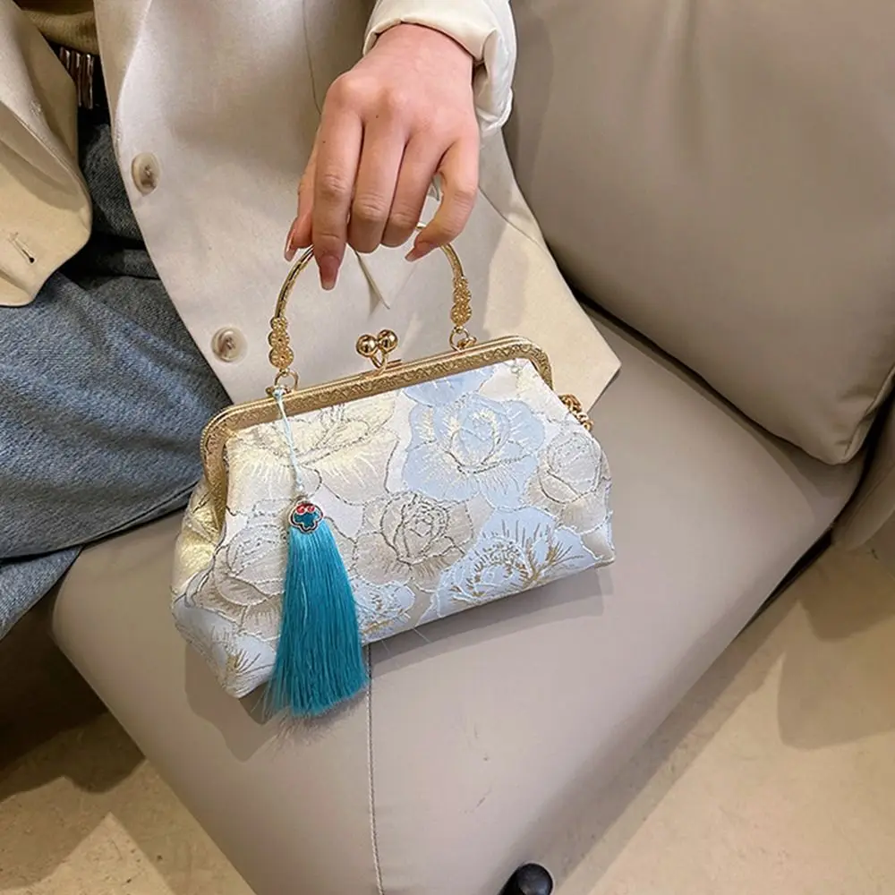 Cheongsam Accessories Embroidery Banquet Bag Wrist Bag Large Capacity Ladies Clutch Bag Shoulder Bag Crossbody Bag Hanfu Handbag