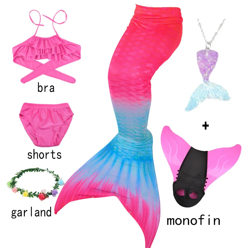 Halloween Kids The Little Mermaid Tails Children Memaid Bikini Bathing Suit Girll Birthday Party Can Add Monofin for Pool