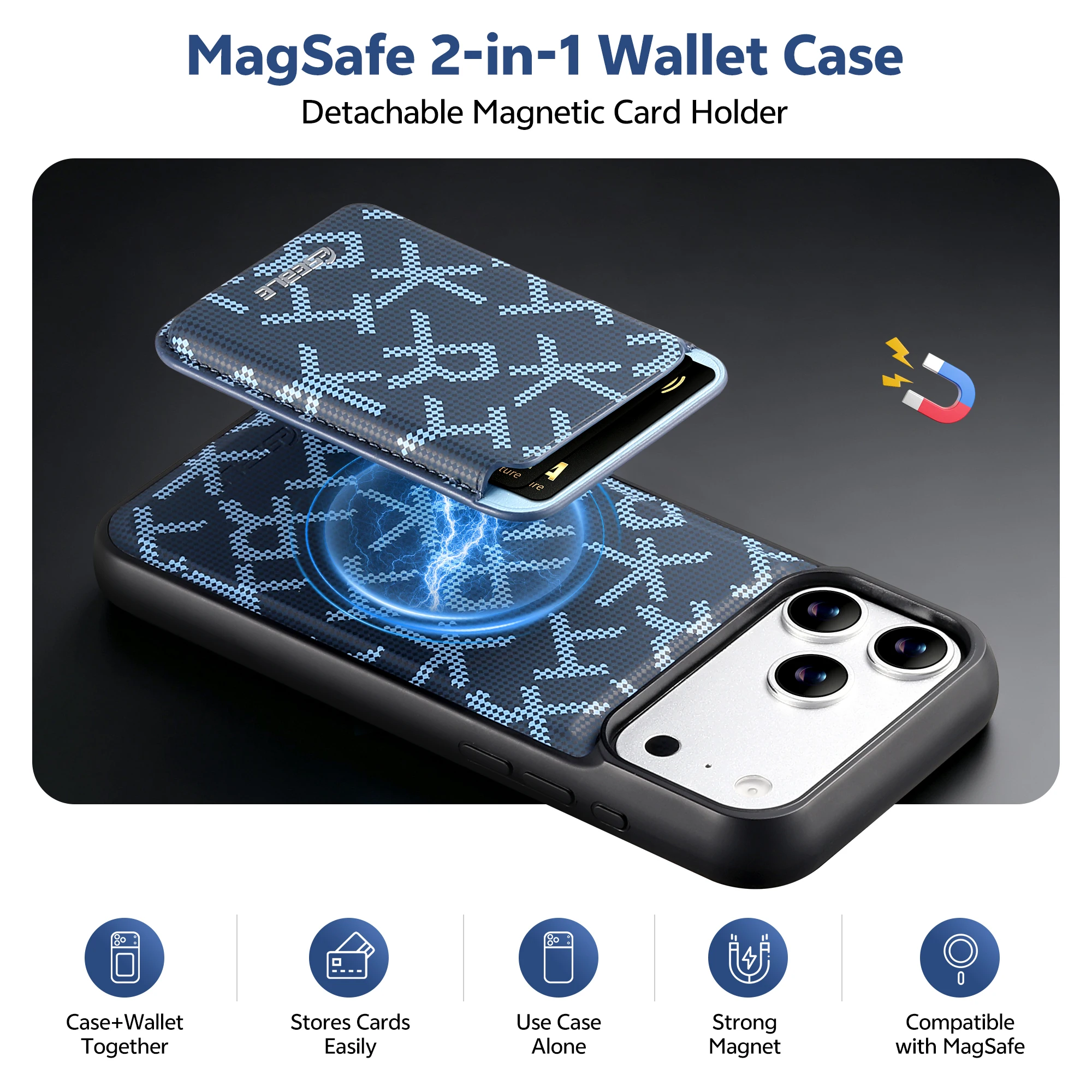 Luxury 2-in-1 Detachable Magnetic Leather Wallet Case with Removable Card Slot and Shockproof Protection