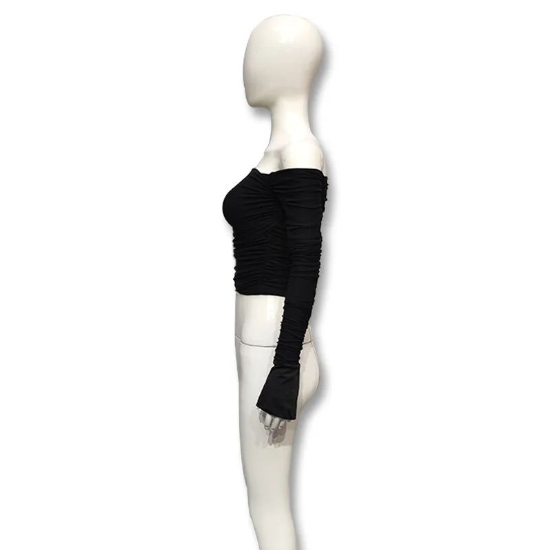 Women's Off-Shoulder Flare-Sleeve Crop Top