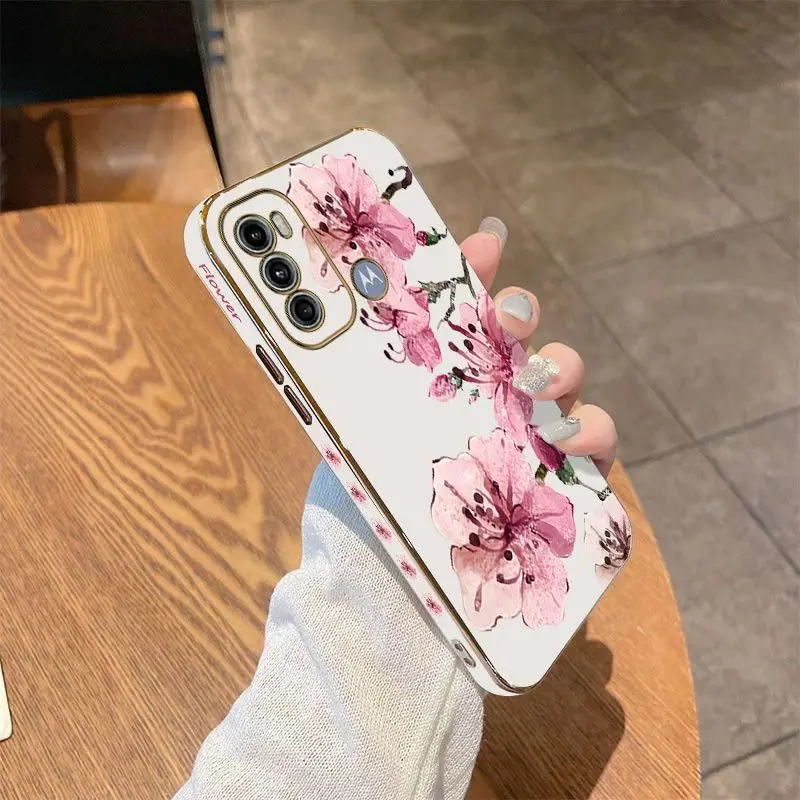 Ink Peach Blossoms Luxury Plating Phone Case Cover