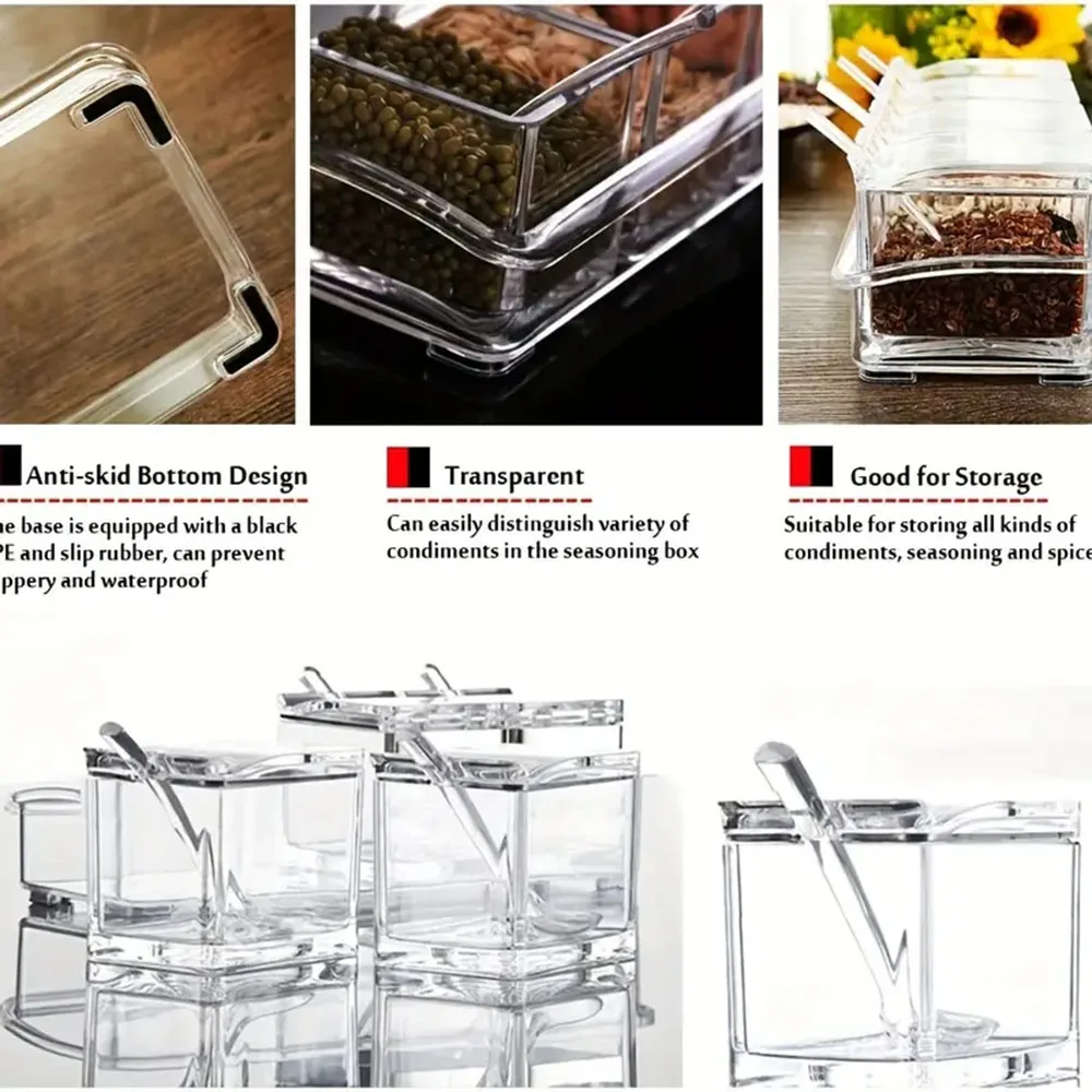 Flip-cover Design Seasoning Box Dustproof Moisture-proof Seasoning Bottle For Home Restaurant
