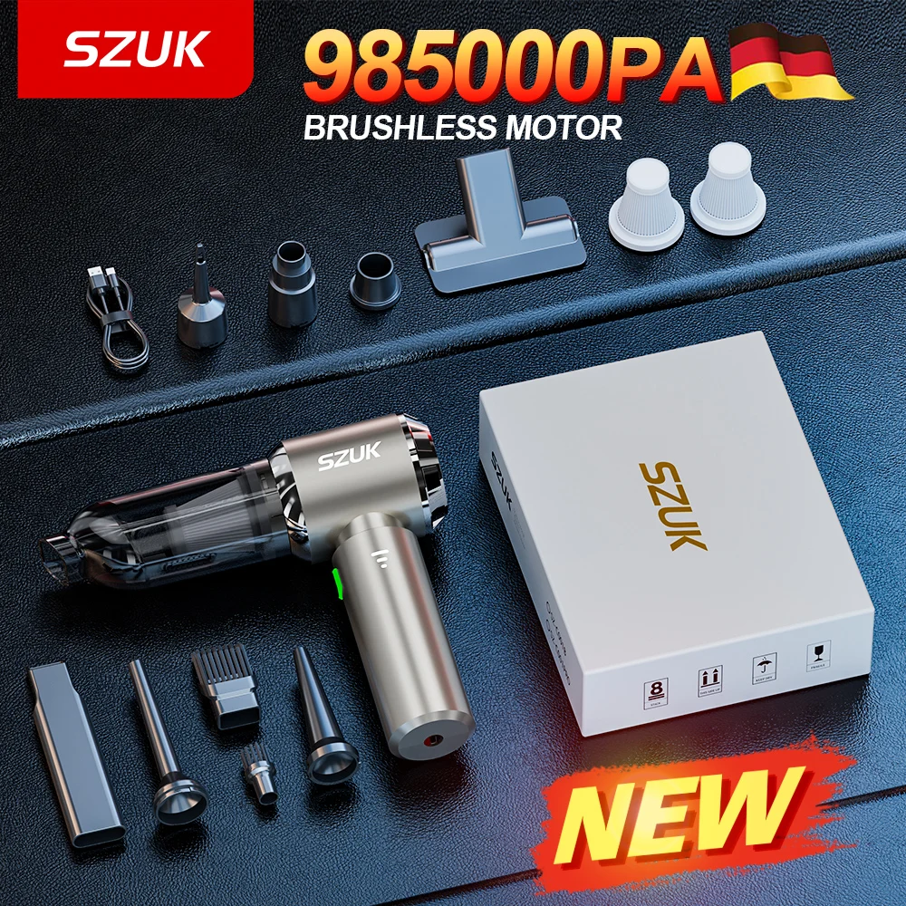SZUK Mini Car Vacuum Cleaner 985000PA, Cordless Powerful Wireless Handheld Portable Vacuum Cleaner Cleaning Machine for Car