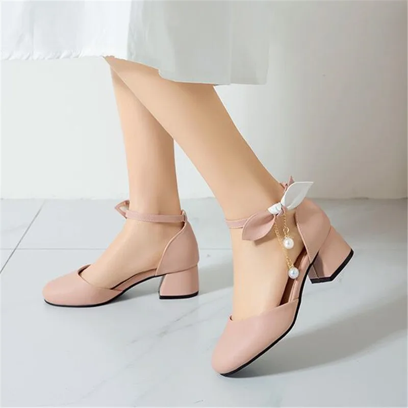 Children Girls High Heel Shoes Kids Sandals Lolita Mary Janes Shoes Sweet Bowknot Princess Party Dress Wedding Shoes Size 28-43 3