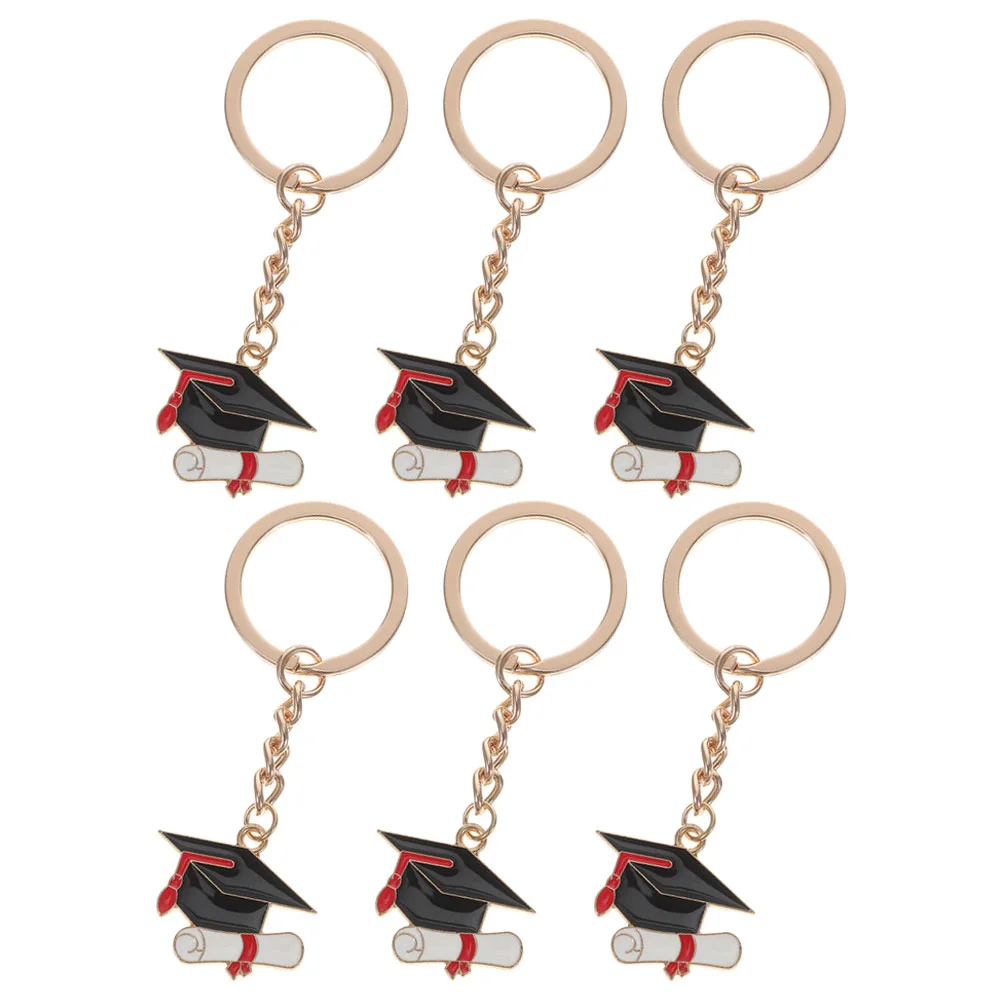 

6 Pcs Doctor Hat Keychain Unique Ring Graduation Gift Gifts The Metal Hanging Ornament Charm Pendant Keyring