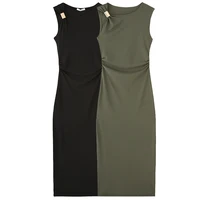 HXAO Womens Ruffled Bodycon Dresses Green Black Dress Summer Woman Sexy  Sleeveless Long Dresses Asymmetric Corset Vestidos 066 - Image 2