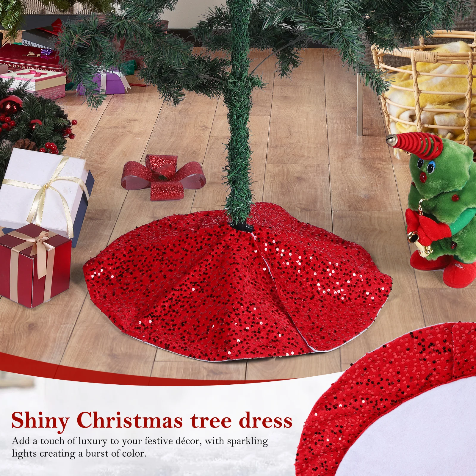 Sparkling Sequin Tree Skirt W/ Small Sequin Mini Xmas Tree Skirts (model 1)