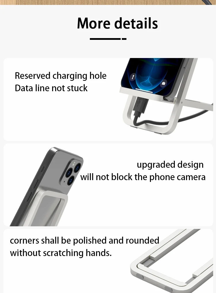 Handy-Ständer, Desktop-Lazy-Halter, Nachttisch, faltbar, multifunktional, Smartphone-Unterstützung für iPhone 13, 14, 15, max. Huawei Xiaomi – Detail 3