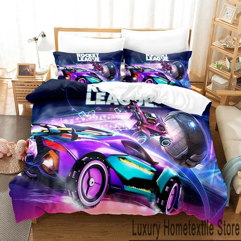 

3D Print Rocket Game League Bedding Set Boys Girls Twin Queen King Size Duvet Cover Pillowcase Bed boys Adult Home Textileextile
