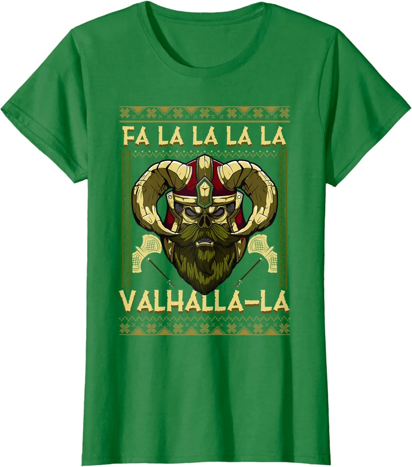 thumbnail image 5 of Camiseta navideña de la familia Vikingies de Fa La Valhalla, 100 % algodón, cuello redondo, manga corta, informal, para hombre, talla S-3XL, 5 of 5