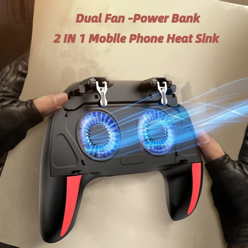 Phone Cooler Game Fan Mobile Radiator Cell Phone Fan H10 Gaming Accessories Handheld Grip Game Controller Joystick Gamepad for Pubg Trigger Dual Cooling Fan Game Cooler For Phone