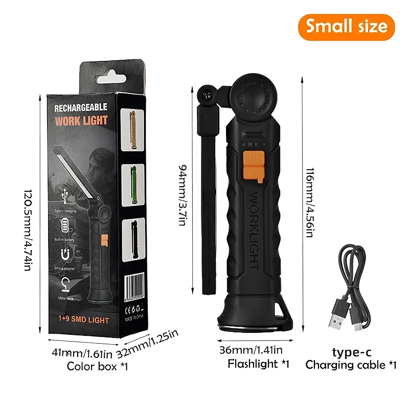 Rechargeable LED Work Light with Magnetic Base and Hanging Hook - Versatile 3-Mode Floodlight for Repair and Outdoor Use