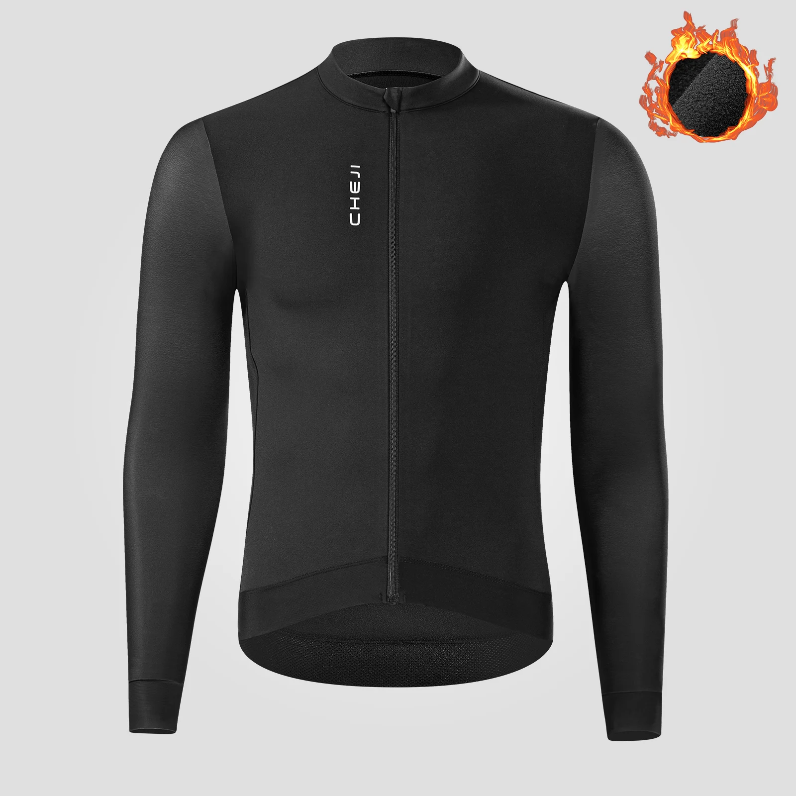 CHEJI Jerseys de ciclismo de invierno de polar para hombre, mangas largas, cremalleras completas, ropa con forro polar, ropa deportiva para andar en bicicleta, transpirable, delgada, 2 colores