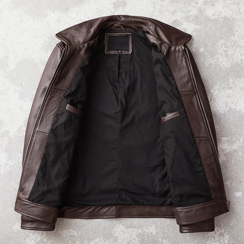 Men Leather Jacket New Casual Real Cowhide Genuine Leather Jacket Men Slim Mens Clothes Spring Autumn Men's Cow Clothing Asian Size 6XL