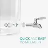 Beverage Dispenser with Stand - 1.8 Gallon (7L) Glass Drink Dispenser with Spigot, Lid, Beech Wood Stand for Hot or Cold 4