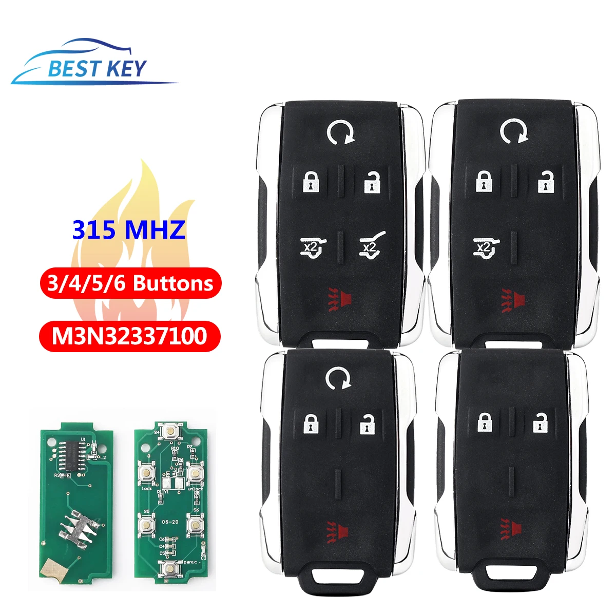 BEST KEY Remote Car Key For Chevrolet 2014-2018 Silverado Colorado GMC Keyless Entry Remote Control 315Mhz M3N32337100