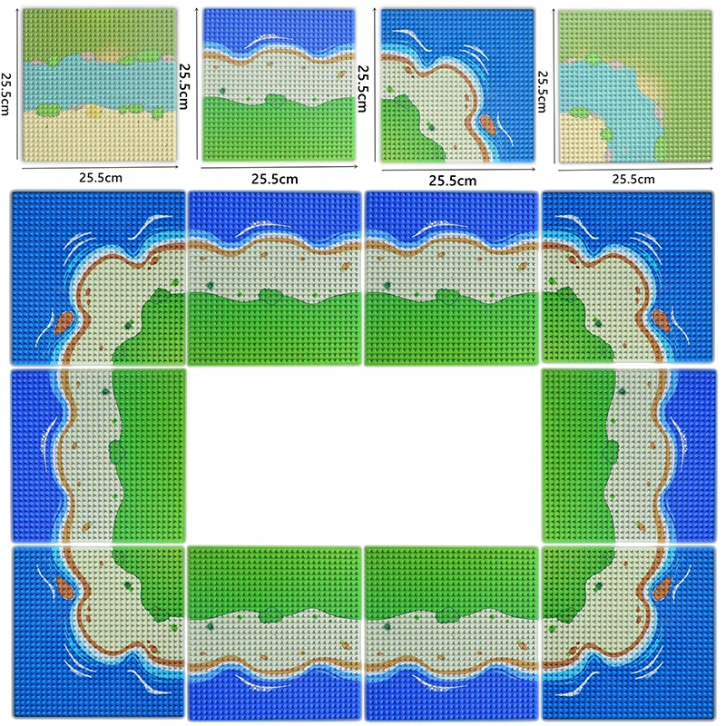 

City Street River Beach Island Baseplate Base plate bricks Seaside Building Blocks Toys for Kids Compatible All brand