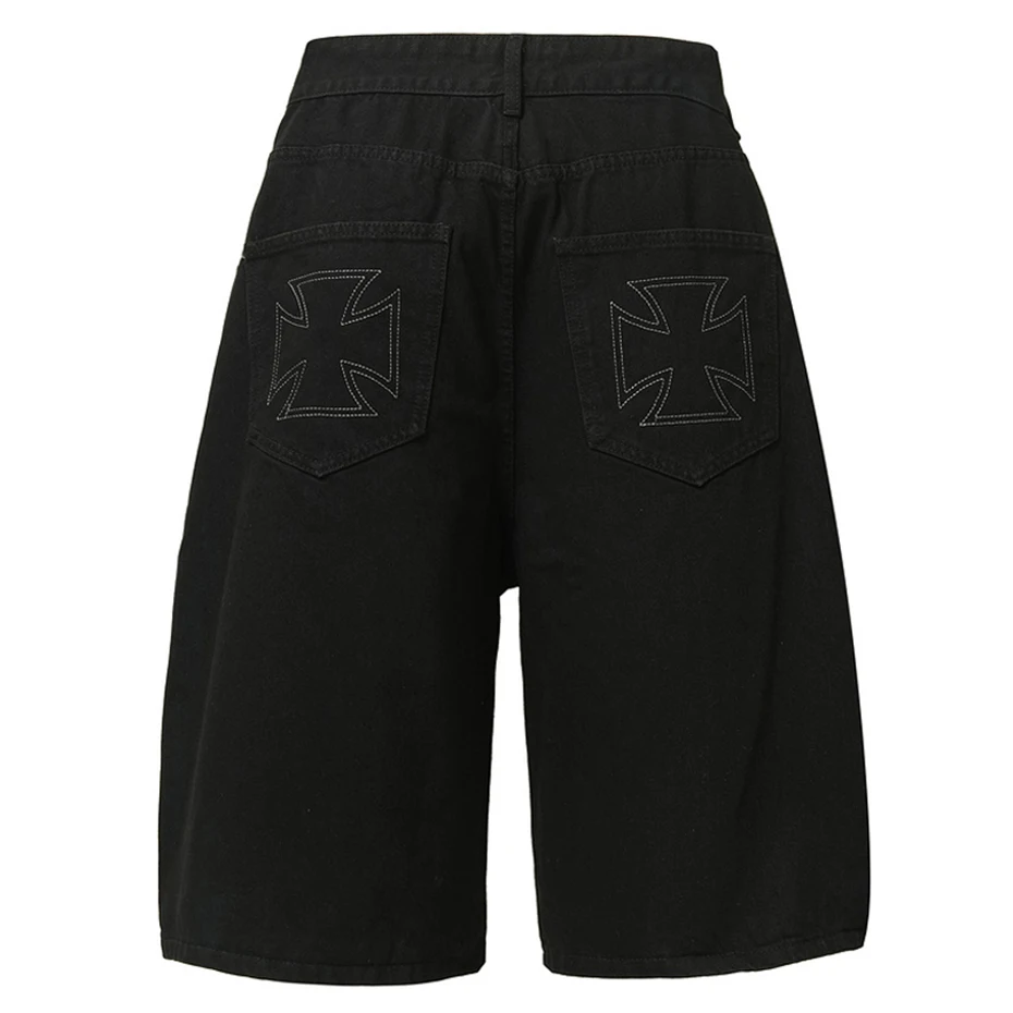 Summer Men Denim Shorts Streetwear Harajuku Hip Hop Jeans Shorts Casual Loose Denim