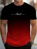 Men's Gradient Reset Letter 3D Printed T-shirt Summer Outdoor Casual Sports Quick Drying Short Sleeve Top Plus Size Men Clothing 1