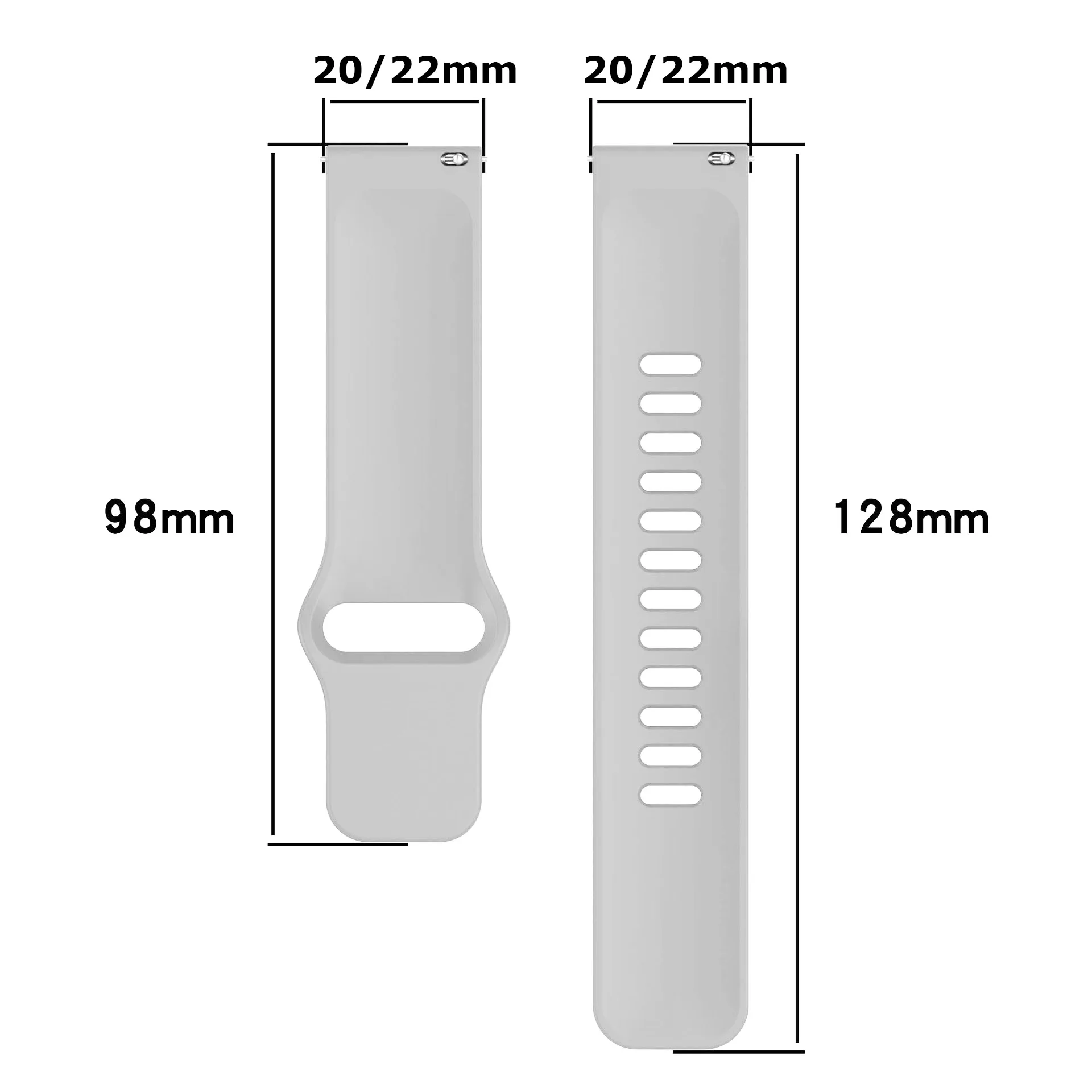 Versatile Silicone Smartwatch Strap - Adjustable 20mm/22mm Band