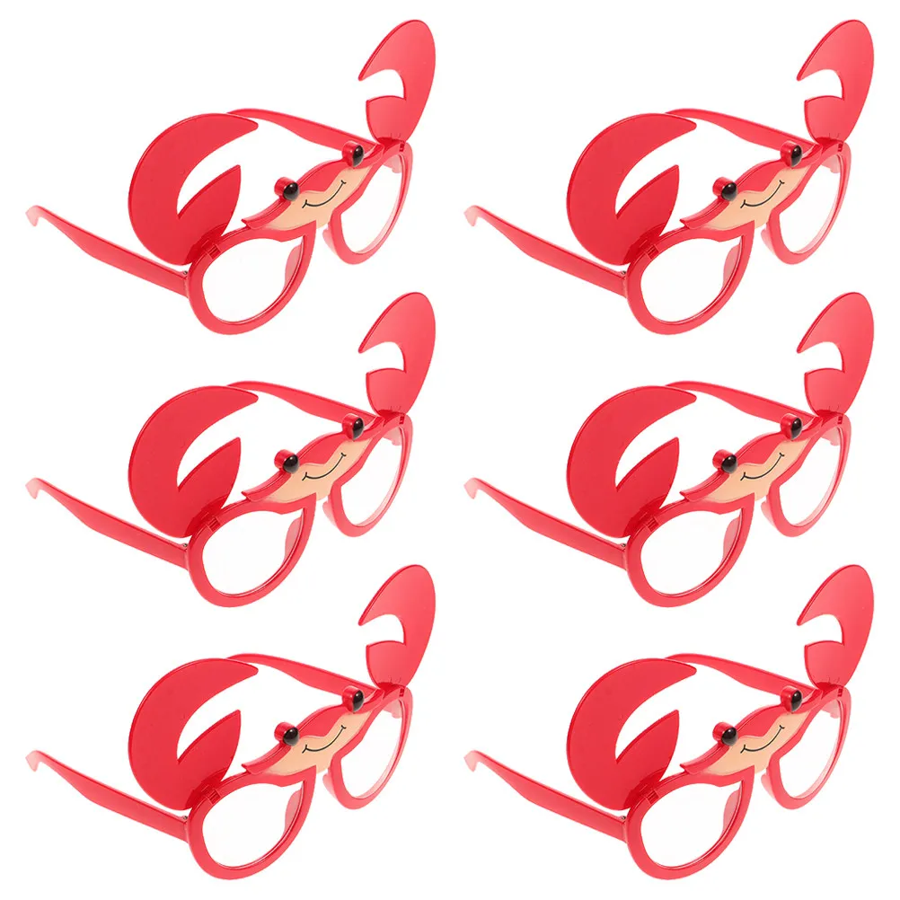 6Pcs 게 모양의 선글라스 재미있는 하와이 파티 해변 휴가 사진 소품 참신한 열대 야외 장식